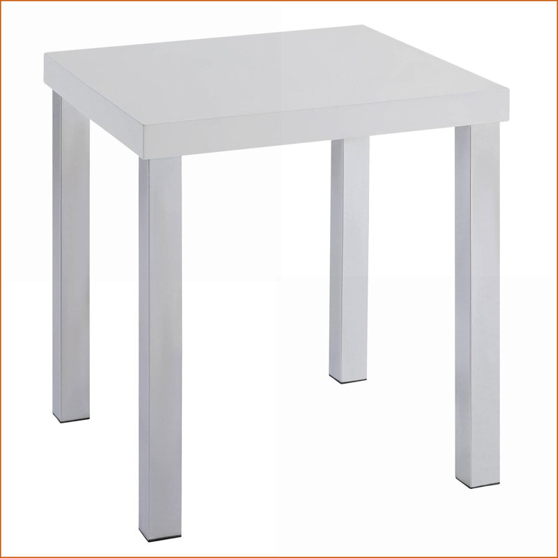 Blanc ultrabrillant Table basse chromée pour salon / chambre à coucher, durable et amp; Élégant