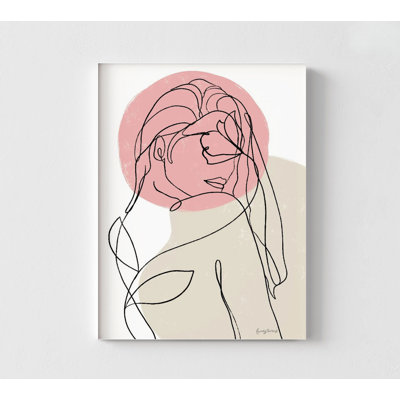 Reproduction de portrait de femme, dessin de corps de femme encadré, art mural fille rose, décoration féminine, impression de ligne minimaliste, décoration murale belle femme