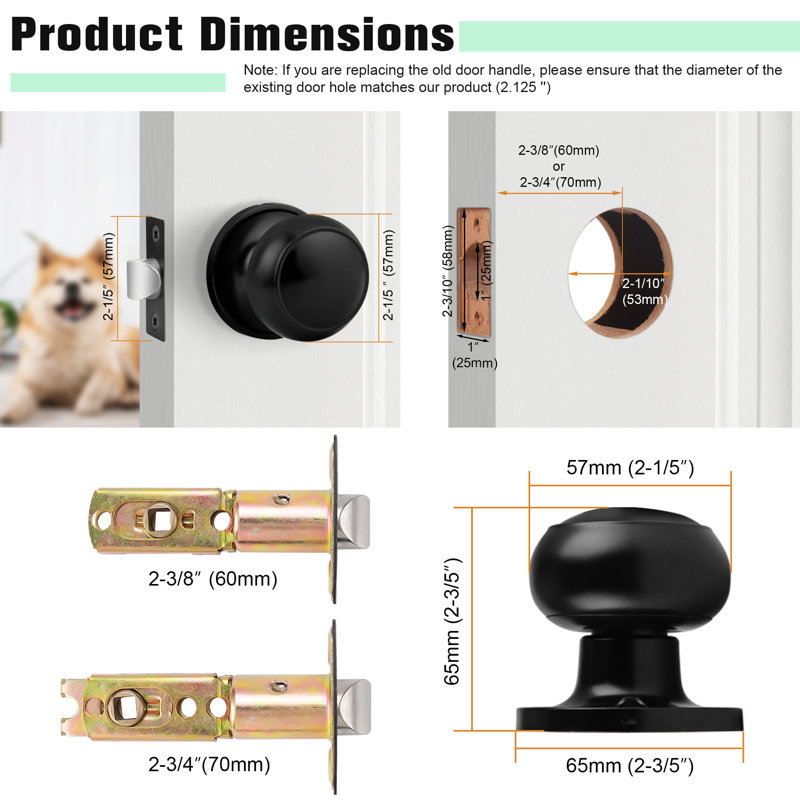 Passage (Hall & Closet) Door Knob, Black