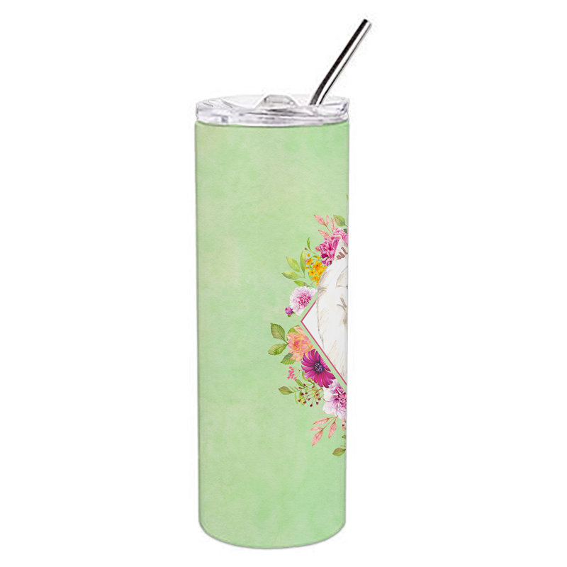 E23BF9F8391D466E9CA4F8DFEBD9A7DB de verre 20 oz à double paroi en acier inoxydable chiot, Spitz japonais, Vert
