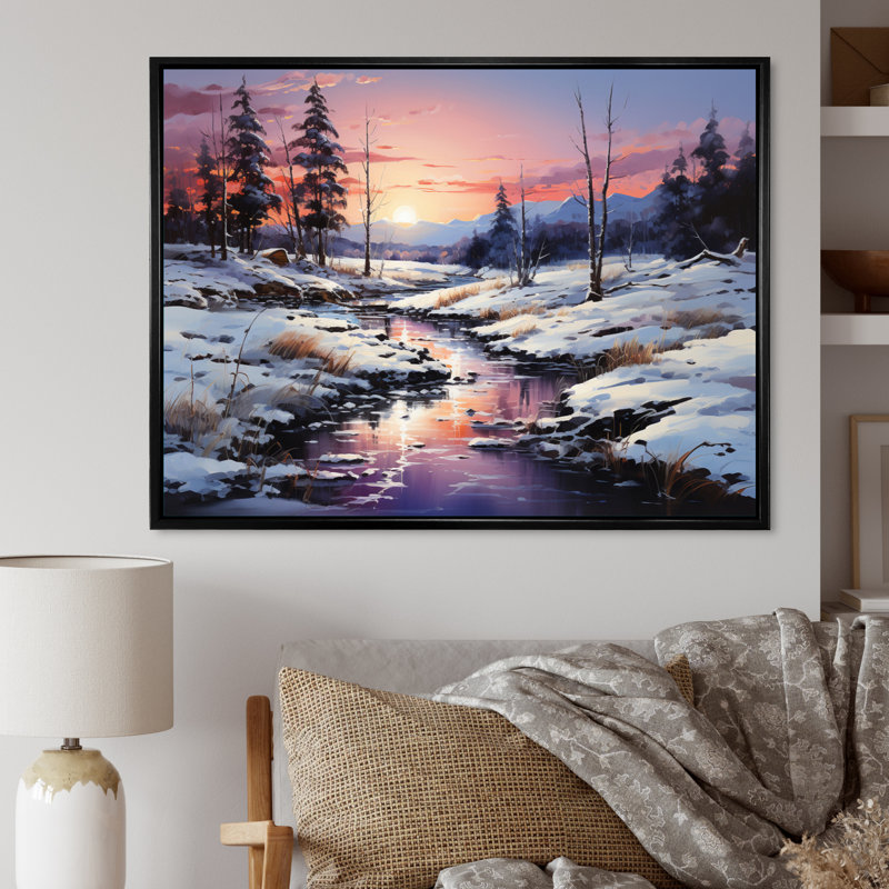«Pine Tree Winters Magic II», reproduction sur toile, H 34 po x l 44 po x P 1,5 po, Cadre flottant noir