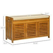 Bamboo Shoe Bench with Storage Cabinets and Seating Cushion - Entryway Organizer