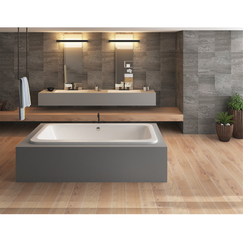 Roadknight 72" x 36" Drop In Combination Acrylic Bathtub, Biscuit