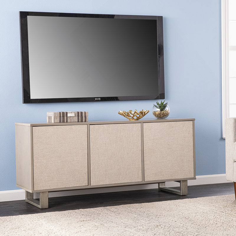 Meuble télé, console multimédia à 3 portes avec tablettes réglables