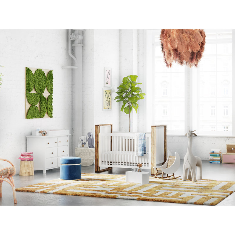 Milk Street Baby Branch Double Dresser (Snow with Acacia Knobs)