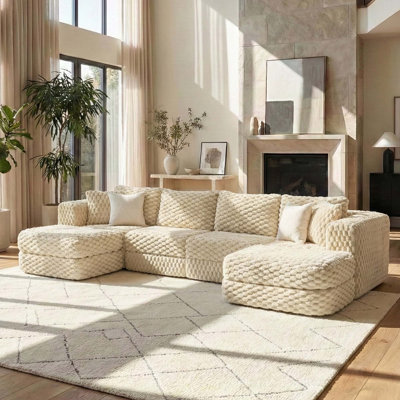 Canapé modulaire en forme de U de 135,4 po avec 2 repose-pieds mobiles pour le salon