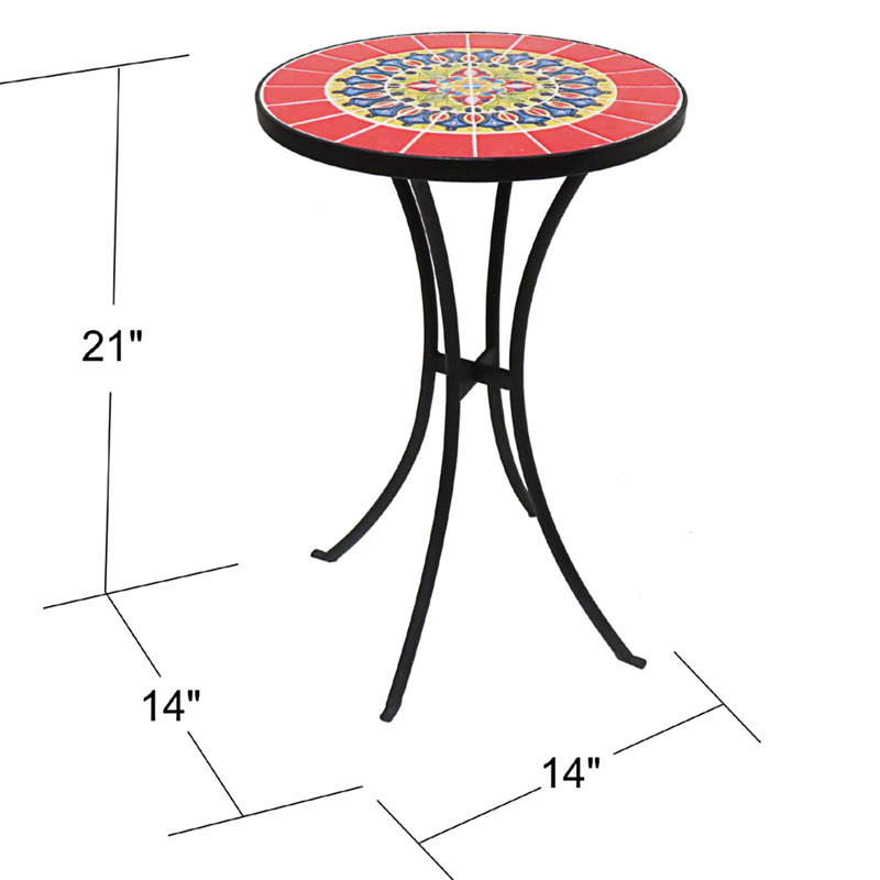 Table d'appoint d'extérieur en mosaïque, plateau rond en béton, table basse de patio