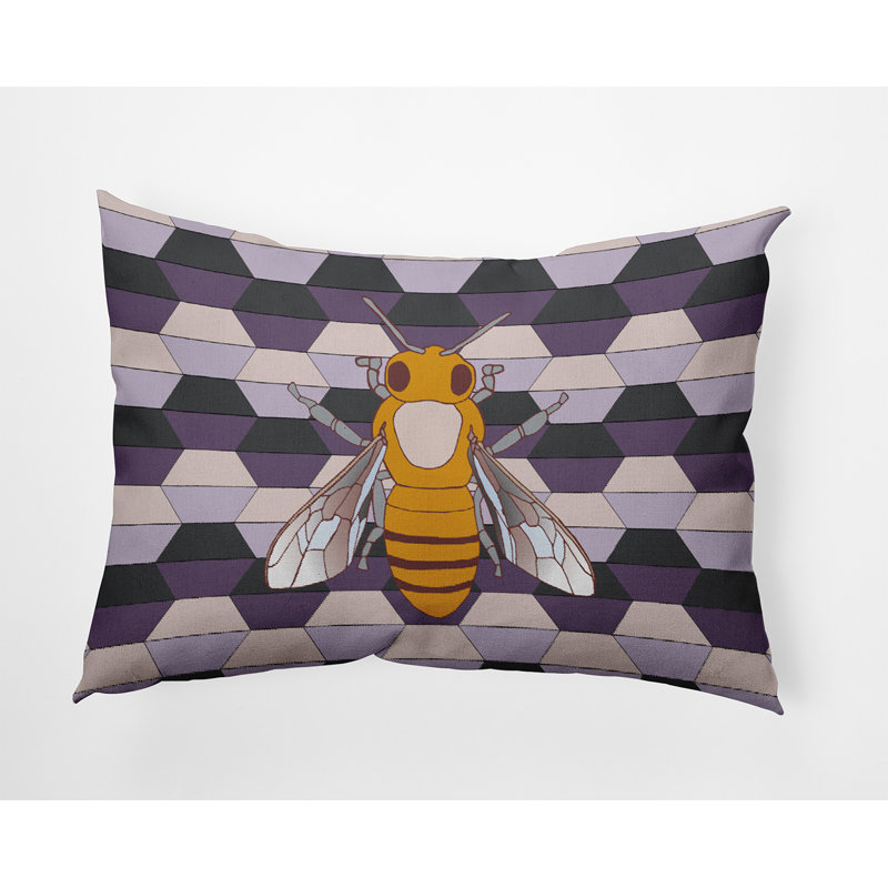 Outdoor Reversible Throw Pillow, Purple/Black/Yellow Geometric