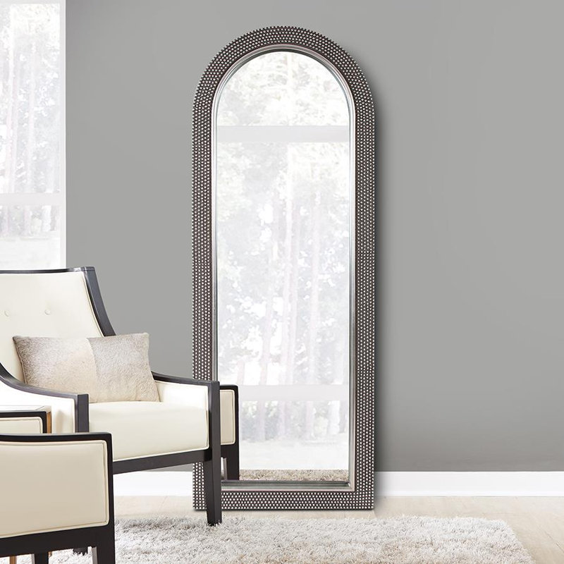 Ronay Full Length Rectangular Arched Mirror with Beaded Frame