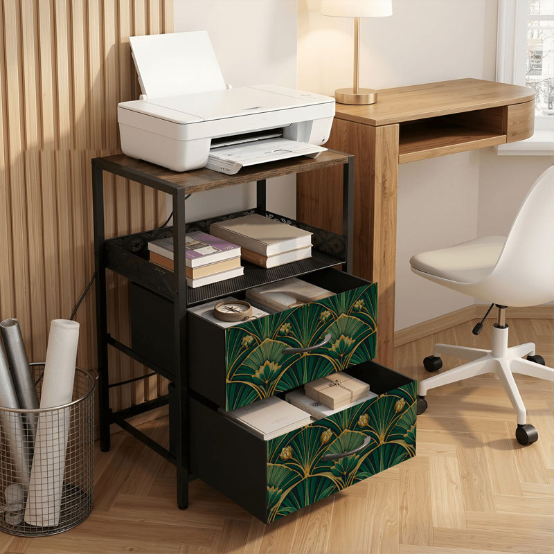 Table de chevet 2 tiroirs avec station de charge, table de chevet de chambre à coucher avec ports USB et prises USB