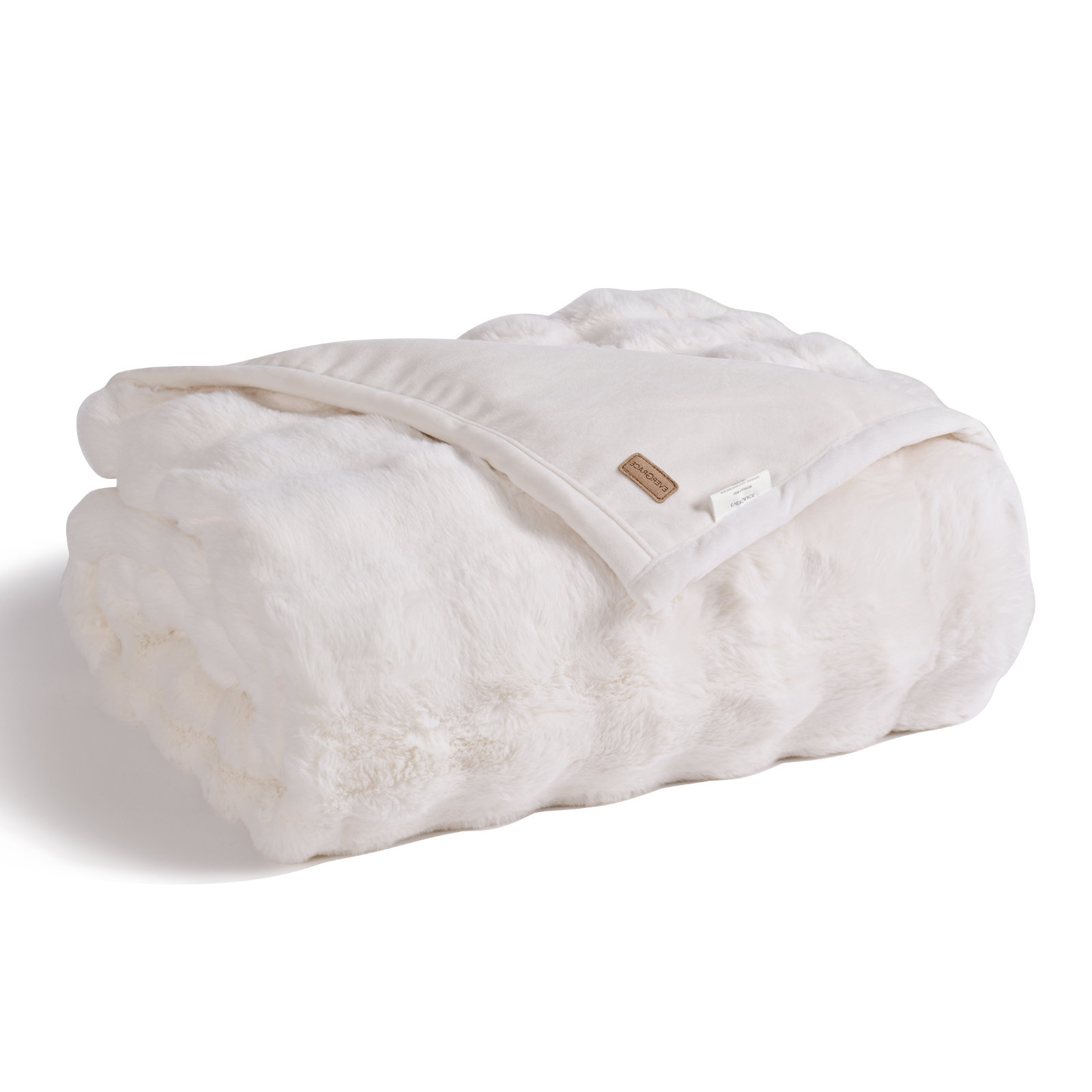 Faux Fur Weighted Throw Blanket, Ivory White, 90" L x 90" W