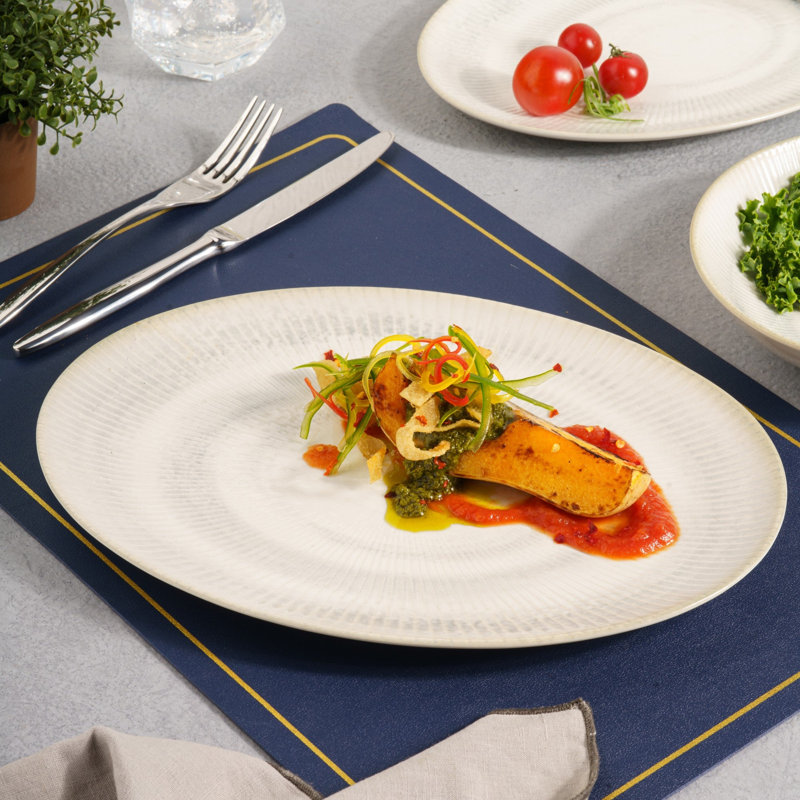 Assiette ovale en porcelaine Paros-Shell