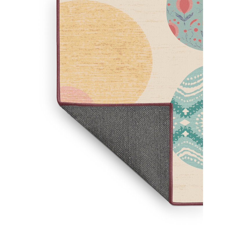 Soft Plush Faust Easter Modern & Contemporary Abstract Area Rug in Beige – Rose Binding, 4x6