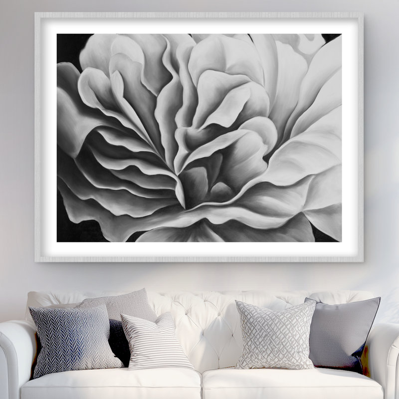 Magnifique imprimé de fleurs noires et blanches | Décoration de chambre à coucher