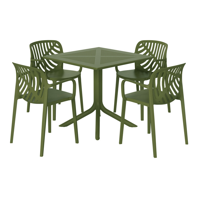 Ensemble repas carré pour 4 personnes, Vert
