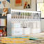 Bed Frame With Storage Shelf, Wooden Bed With Slide And Ladder, Guardrail-376879362