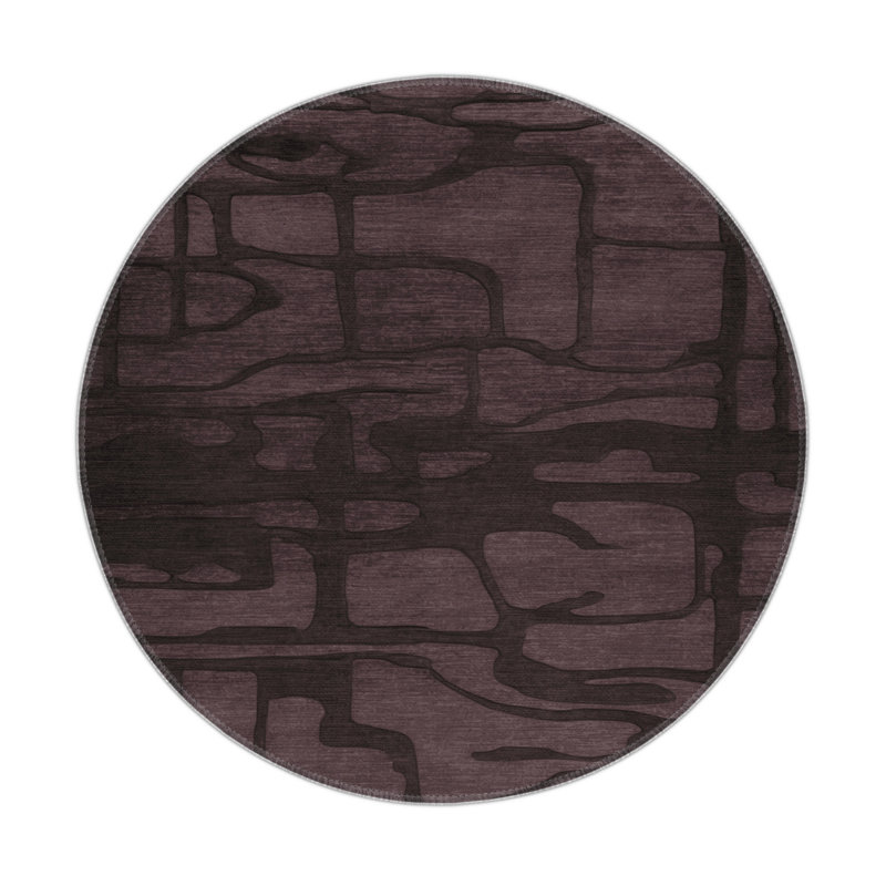 Tapis noir abstrait intérieur et extérieur, Rond 5 pi