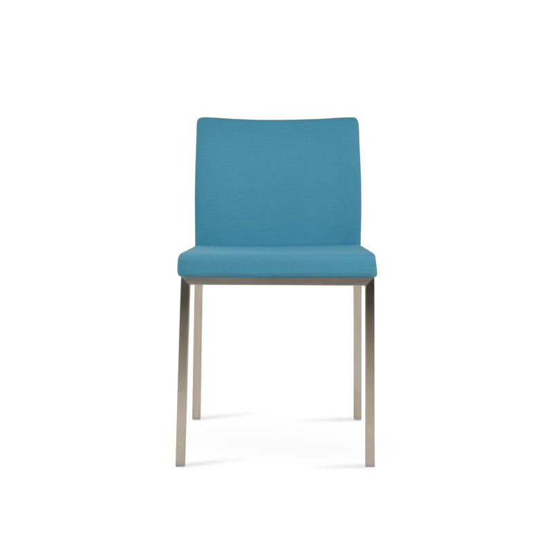 Chaise d'appoint en métal Aria, Laine turquoise, Acier inoxydable