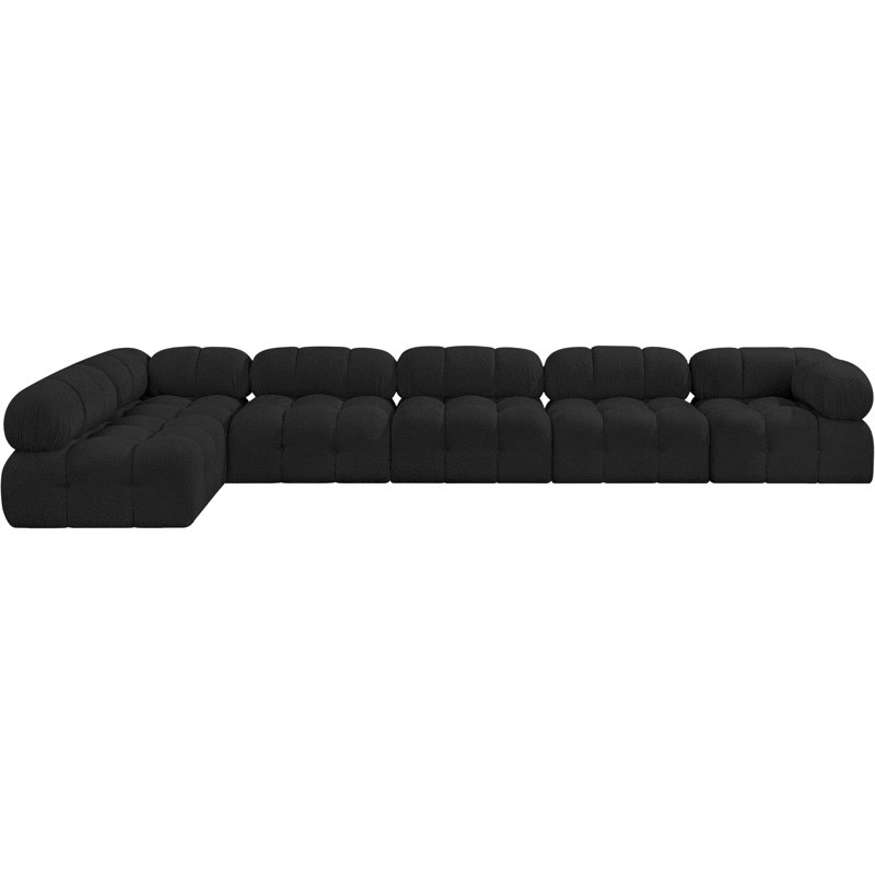 Ames Upholstered Sofa, Black Boucle Fabric, 4 Armless, 2 Corner
