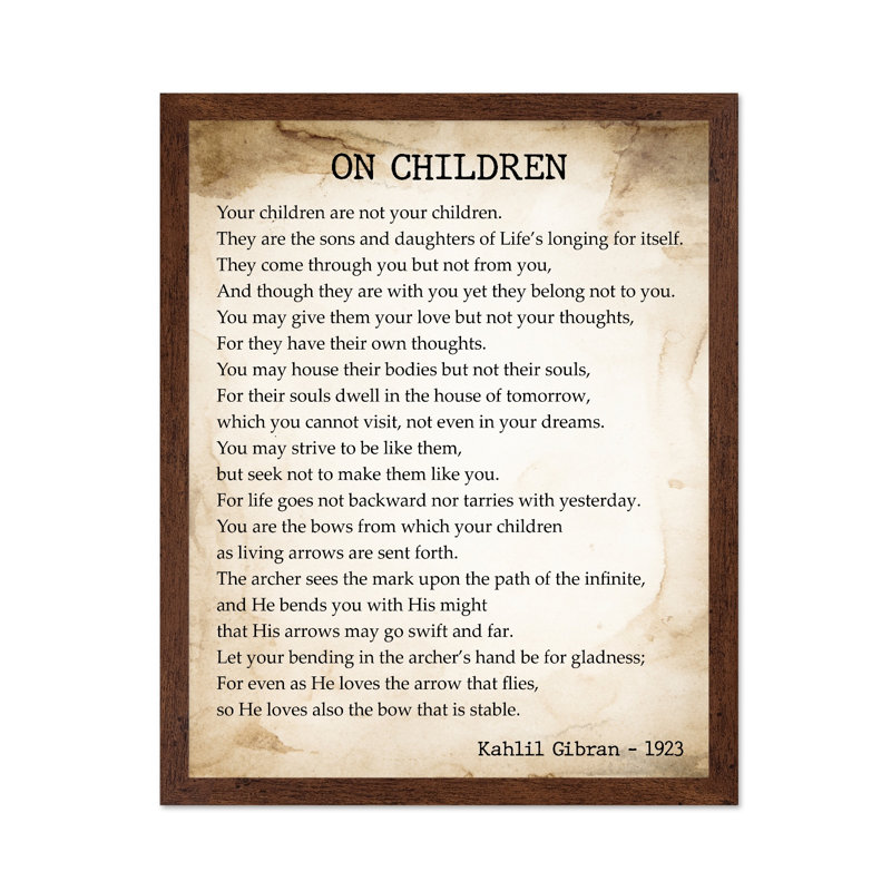 Citation «On Children», Poster, 12"H x 16"W, Brown Framed