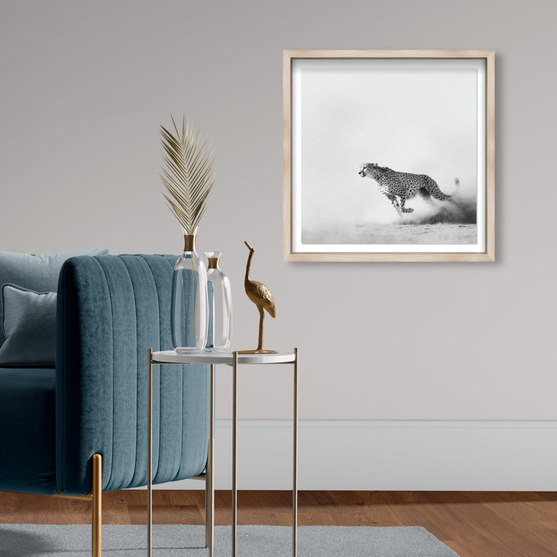Cheetah Run Print by Oliver Gal, 21.5" H x 21.5" W, Natural Oak Shadowbox
