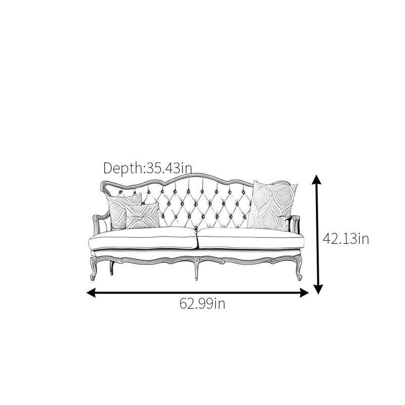 Classical Carved Solid Wood Sofa, 2