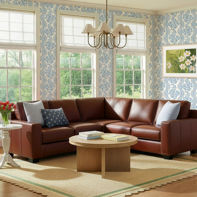 Delores 2 - Piece Upholstered Sectional, Sidekick Cobble Stone Genuine Leather