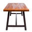 Table de salle à manger d'extérieur au fini sablé avec pieds en fer rustique