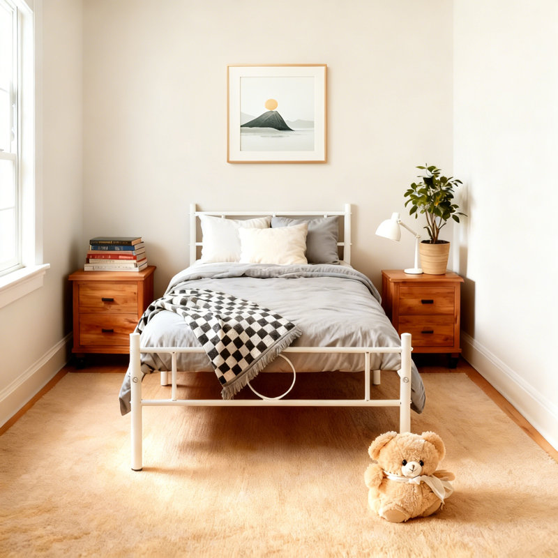 Metal Bed, Single (3'), White