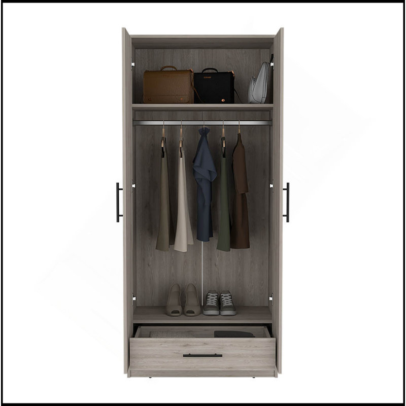 180 Armoire Beery, chambre à coucher, gris clair, Gris clair