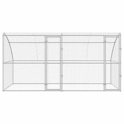  Dog Kennel With Storage Silver Galvanised Steel Pet Enclosure Housing