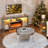  67” Mirrored Fireplace Tv Stand For 75+ Inch Tvs, Mirrored Tv Stand With Crushed Diamond & Led Light, Silver Entertainment Center With Fireplace & Adjustable Shelves For Living Room