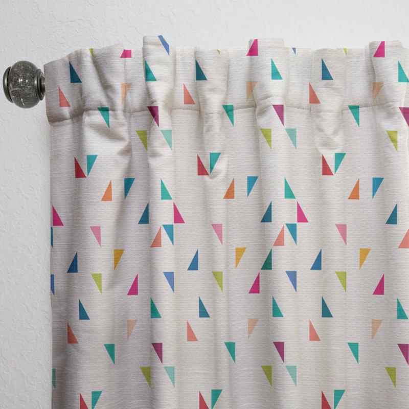Abstract Triangular Retro Pattern I - Mid-Century Velvet Curtain - Room darkening - 1 panel, 52" W x 95" L