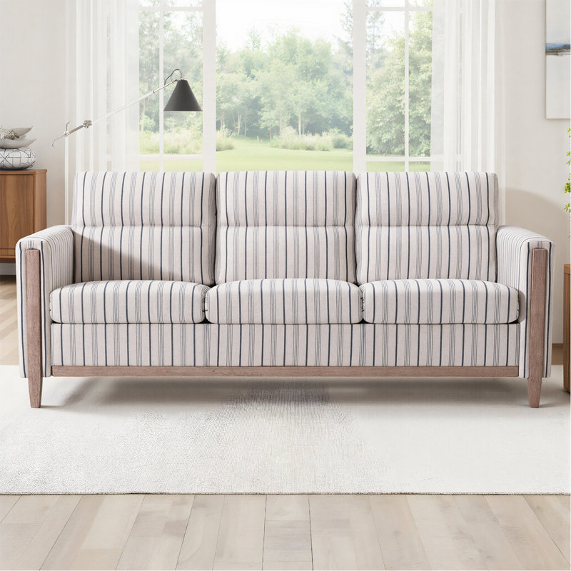 Canapé confortable en bois massif à trois places - Coussins moelleux, durables et durables, canapé de 79,5 po pour le salon