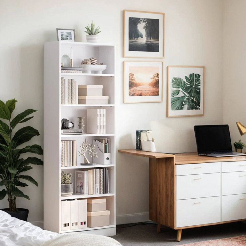 Bibliothèque standard H 71,1 po x l 24,4 po Sayef, Blanc, 160 cm H x 58 cm l x 23 cm P