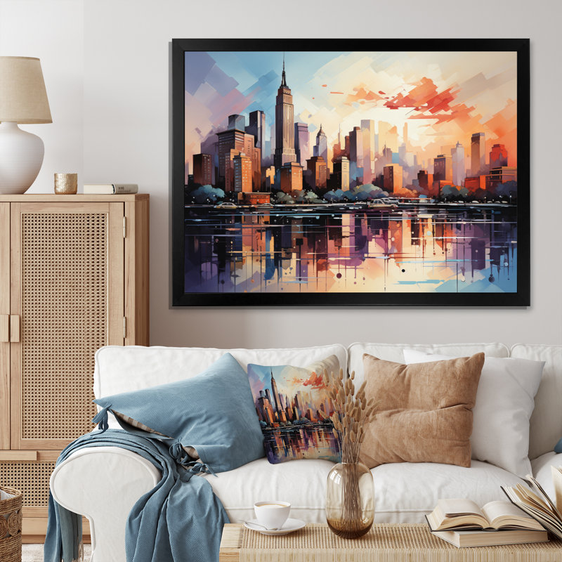 Pop Art New York II, reproduction d'art sur toile, H 30 po x l 40 po x P 1,5 po, Cadre simple noir