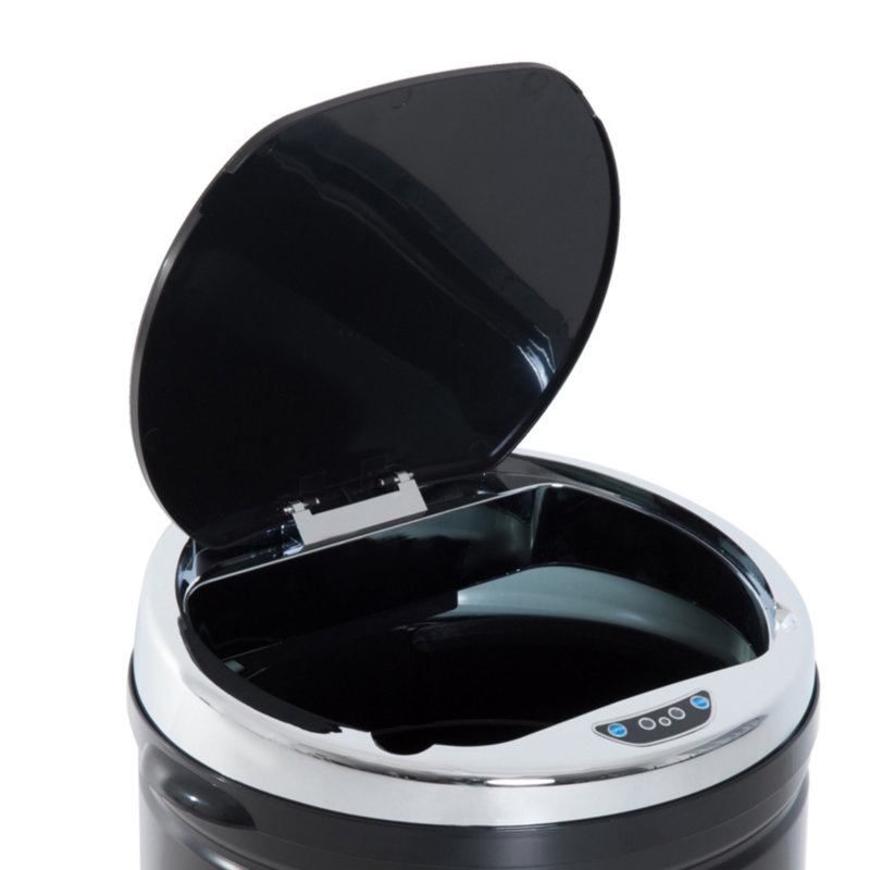 42 Liter Automatic Motion Sensor Kitchen Waste Bin with Removable Inner Bucket, Stainless Steel Body, Touch-Free Operation and Manual Override Buttons, Black