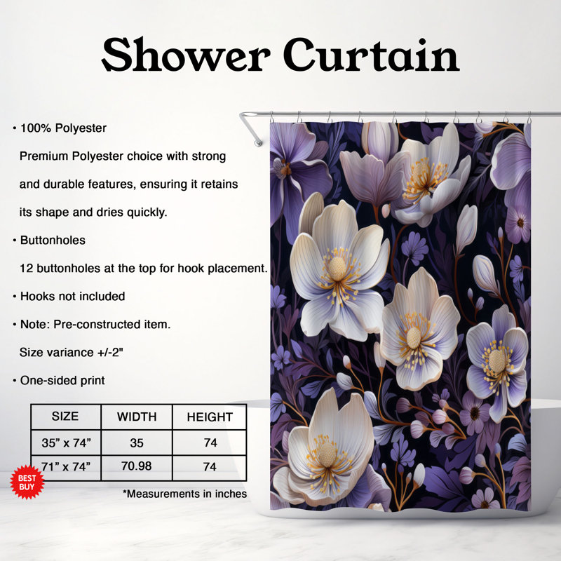 Violet Glint - Premium Shower Curtain, 74"H x 71"W