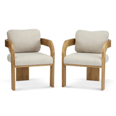 Christopher Knight Home 24" W x 24.5" D x 30.75" H Beige Fabric Solid Rubber Wood Upholstered Dining Chairs (Set of 2)