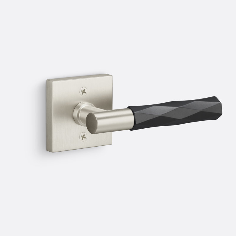 Aspra Square Dummy Rosette, Vertex Grip, Satin Brass/Satin Nickel, Single Dummy