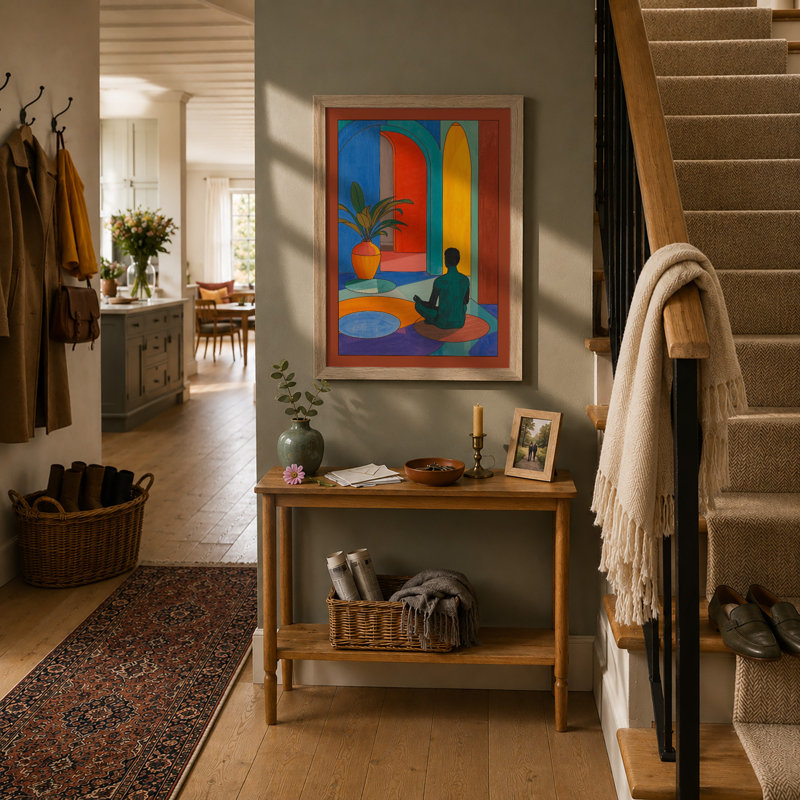Meditative Interior Modern - Framed Print, Oak, A3 - 42.0 x 29.7 cm