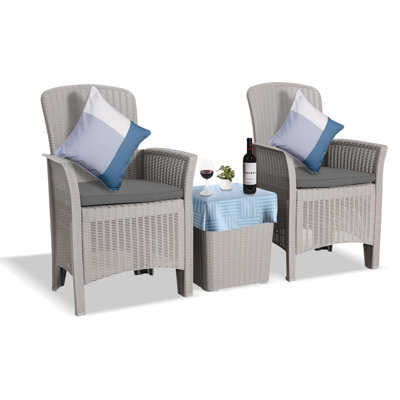 Marjo Plastic 3-Person Seating Group with Cushions