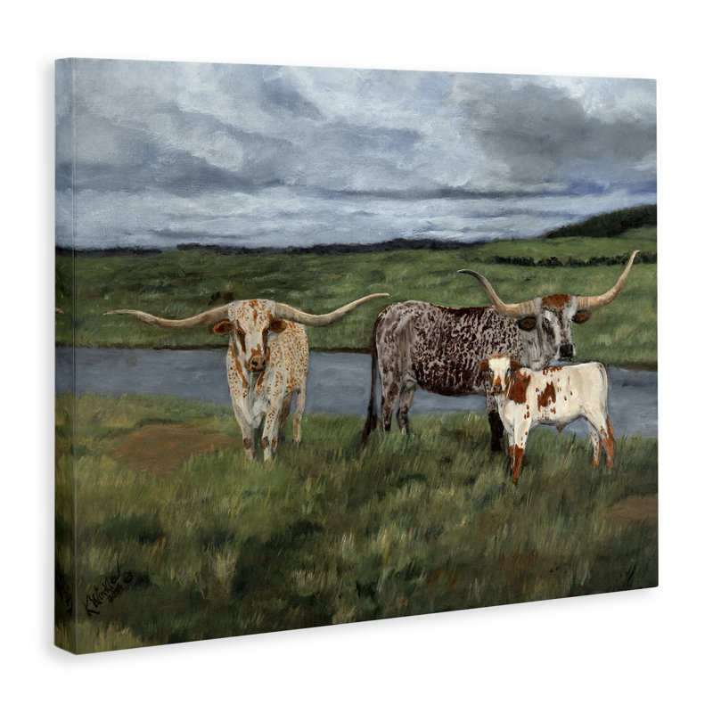 Art mural sur toile "Longhorn", par Kathy Winkler, H 30 po x l 40 po