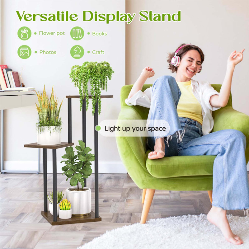 Plant Stand, Black/Oak