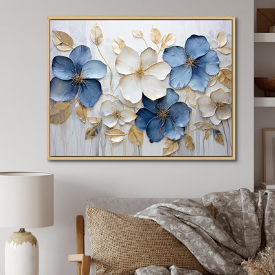 «Blue and Gold Adorned Violets III - Violets», reproduction sur toile