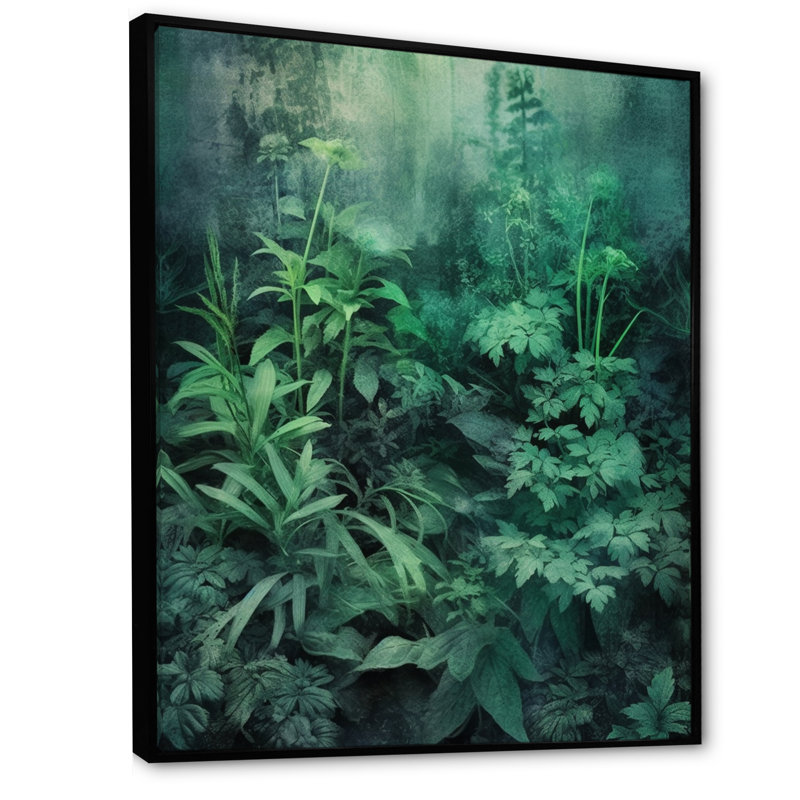 Jardin des herbes sur toile, Cadre flottant noir, H 32 po x l 16 po x P 1,5 po