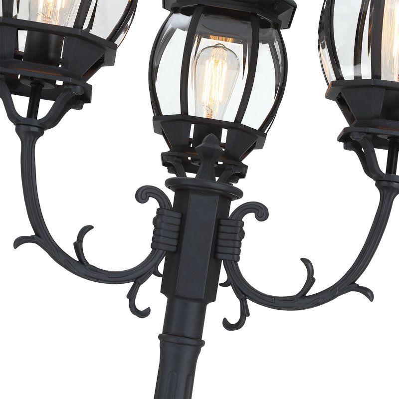 Lampadaire d'extérieur 3 lumières 94 po en noir mat