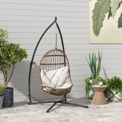 Hammock Chair Stand, Steel Hanging Chair Stand Only w/ Cup Holder