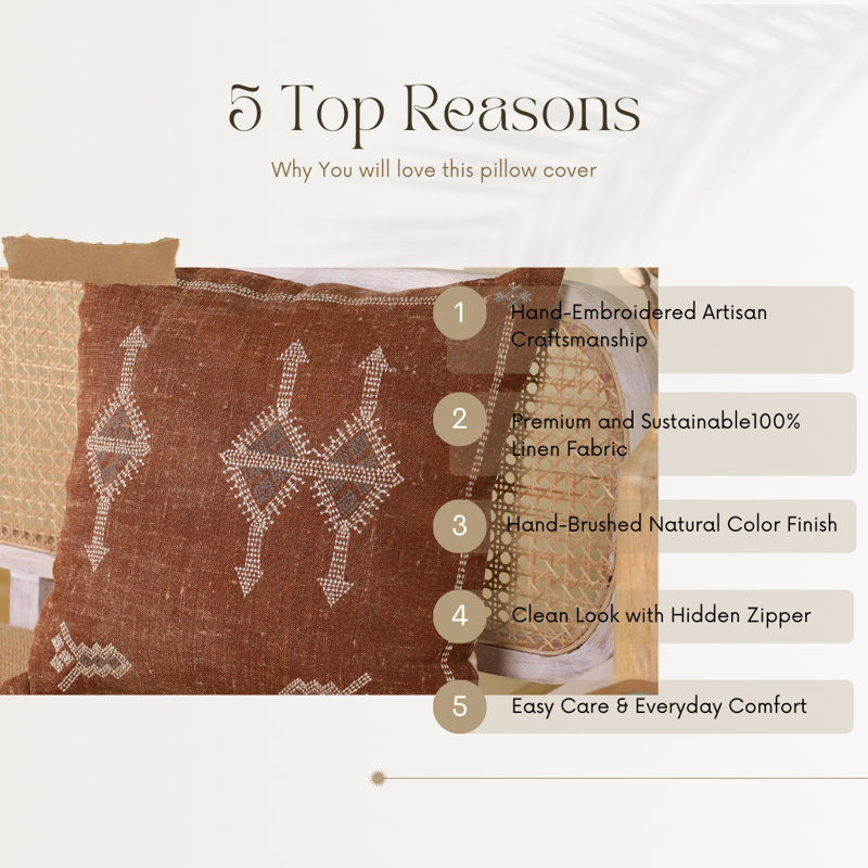 Hand Embroidered Boho Throw Pillow Cover