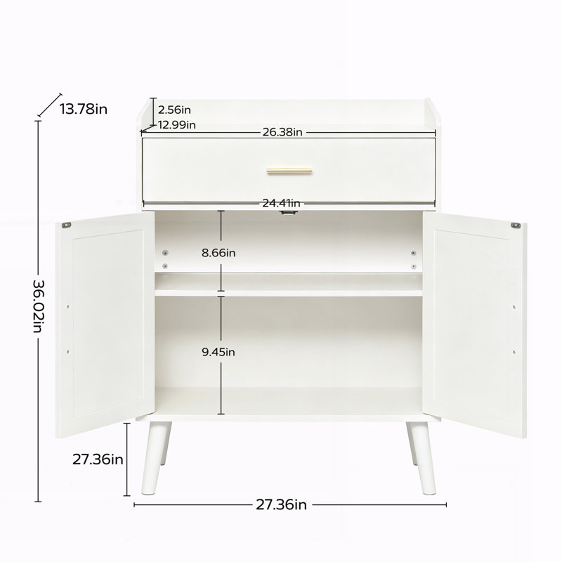 Armoire de cuisine, armoire de ferme, rangement avec 1 tiroir et 2 portes, White